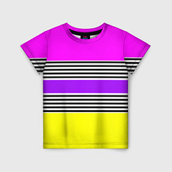 Детская футболка Яркие неоновые полосы в сочетании с черно-белыми п