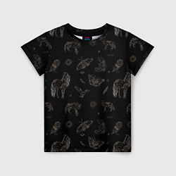 Детская футболка Мистические животные волк птица бабочка лошадь