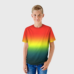 Футболка детская Радужный красно-желто-зеленый градиент, цвет: 3D-принт — фото 2