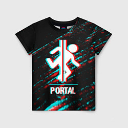 Детская футболка Portal в стиле Glitch Баги Графики на темном фоне