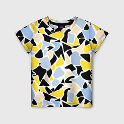Детская футболка Абстрактный узор в желто-голубых тонах на черном ф