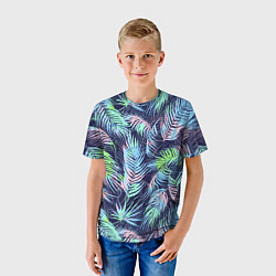 Футболка детская Разноцветные Листья Пальм, цвет: 3D-принт — фото 2