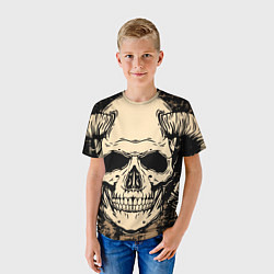 Футболка детская Жуткий череп с рогами, цвет: 3D-принт — фото 2