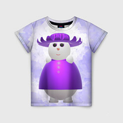 Футболка детская Снеговик в фиолетовой шляпе, цвет: 3D-принт