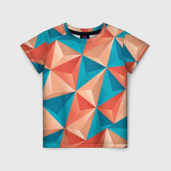 Детская футболка Розово-бирюзовая полигональ