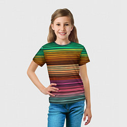 Футболка детская Multicolored thin stripes Разноцветные полосы, цвет: 3D-принт — фото 2