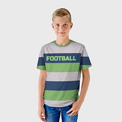 Футболка детская Цветные полосы текст футбол Text football colored, цвет: 3D-принт — фото 2