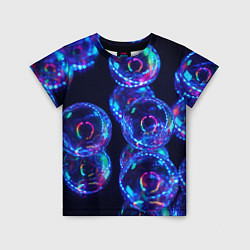 Детская футболка Неоновые сюрреалистичные пузыри - Синий