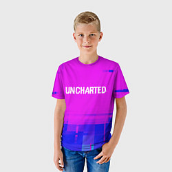 Футболка детская Uncharted Glitch Text Effect, цвет: 3D-принт — фото 2
