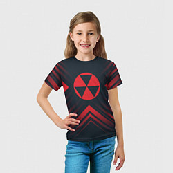Футболка детская Красный Символ Fallout на темном фоне со стрелками, цвет: 3D-принт — фото 2