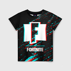 Детская футболка Fortnite в стиле Glitch Баги Графики на темном фон