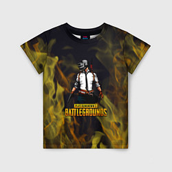 Детская футболка PlayerUnknowns Battlegrounds жёлтое пламя