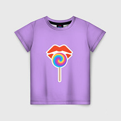 Футболка детская Red lips and lollipop, цвет: 3D-принт