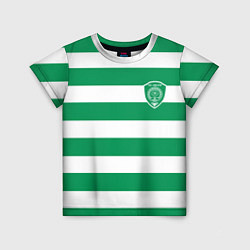 Детская футболка ФК Ахмат на фоне бело зеленой формы