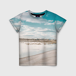 Детская футболка Песочный пляж и водоём - Белый
