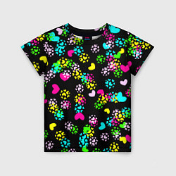 Детская футболка Весна в сердцах на черном фоне