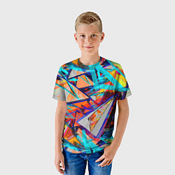Футболка детская Яркий неоновый абстрактный узор, цвет: 3D-принт — фото 2