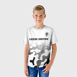 Футболка детская Leeds United sport на светлом фоне: символ сверху, цвет: 3D-принт — фото 2