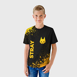 Футболка детская Stray - gold gradient: символ и надпись вертикальн, цвет: 3D-принт — фото 2