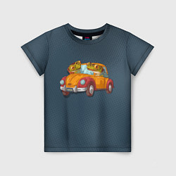 Детская футболка Веселые лягухи на авто