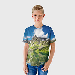 Футболка детская Живописное горное озеро, цвет: 3D-принт — фото 2