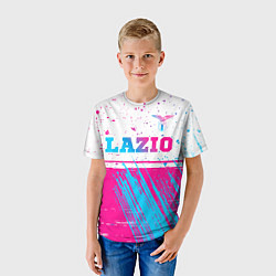 Футболка детская Lazio neon gradient style: символ сверху, цвет: 3D-принт — фото 2