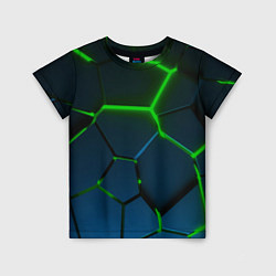 Детская футболка Разлом зеленых неоновых плит - геометрия