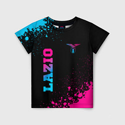 Детская футболка Lazio - neon gradient: символ и надпись вертикальн