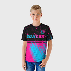 Футболка детская Bayern - neon gradient: символ сверху, цвет: 3D-принт — фото 2