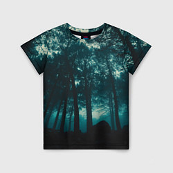 Детская футболка Тёмный лес на закате
