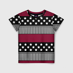 Детская футболка Burgundy black striped pattern