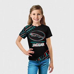 Футболка детская Значок Jaguar в стиле glitch на темном фоне, цвет: 3D-принт — фото 2