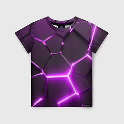 Детская футболка Фиолетовые неоновые геометрические плиты