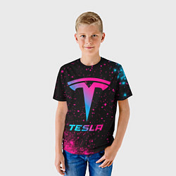 Футболка детская Tesla - neon gradient, цвет: 3D-принт — фото 2
