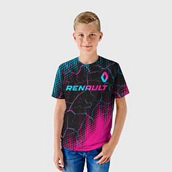 Футболка детская Renault - neon gradient: символ сверху, цвет: 3D-принт — фото 2