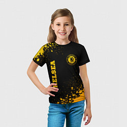 Футболка детская Chelsea - gold gradient: символ и надпись вертикал, цвет: 3D-принт — фото 2