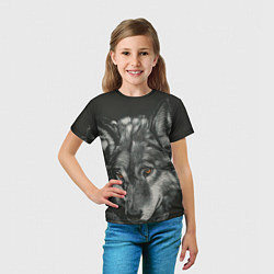 Футболка детская Серый мудрый волк, цвет: 3D-принт — фото 2