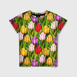 Детская футболка Объемные разноцветные тюльпаны