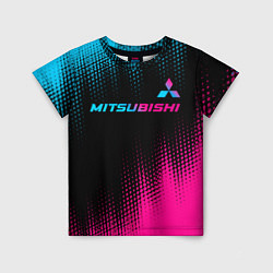 Детская футболка Mitsubishi - neon gradient: символ сверху