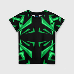 Детская футболка Фигуры зеленого цвета на черном фоне geometry