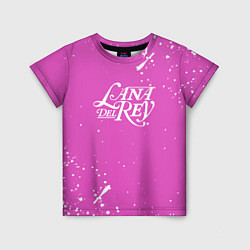 Детская футболка Lana Del Rey - на розовом фоне брызги