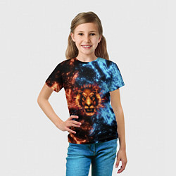 Футболка детская Огонь и вода - лев, цвет: 3D-принт — фото 2