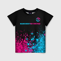 Детская футболка Manchester United - neon gradient: символ сверху