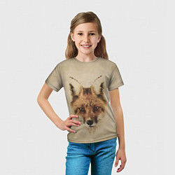 Футболка детская Полигональная голова лисы, цвет: 3D-принт — фото 2