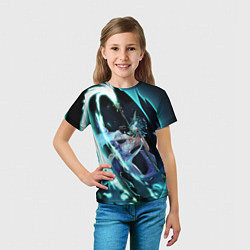 Футболка детская Сяо - Взрыв стихий : Геншин импакт, цвет: 3D-принт — фото 2
