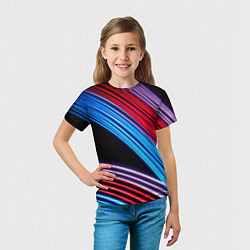 Футболка детская Красные и голубые абстрактные линии, цвет: 3D-принт — фото 2