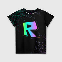 Детская футболка Roblox logo neon