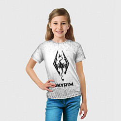 Футболка детская Skyrim с потертостями на светлом фоне, цвет: 3D-принт — фото 2