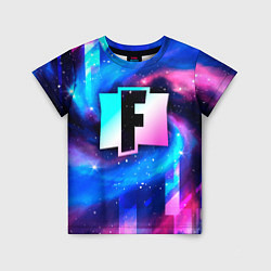 Детская футболка Fortnite неоновый космос