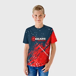 Футболка детская Gears of War - бела-красная текстура, цвет: 3D-принт — фото 2